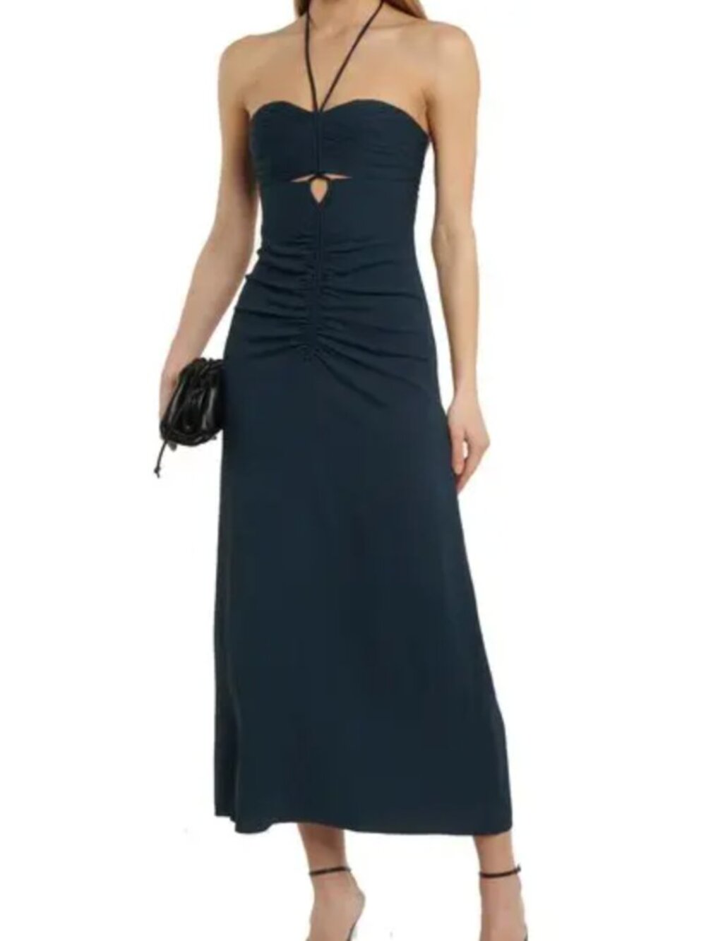 NWT Self Portrait Stretch Crepe Cut Out Midi Dress (Slate UK 8)